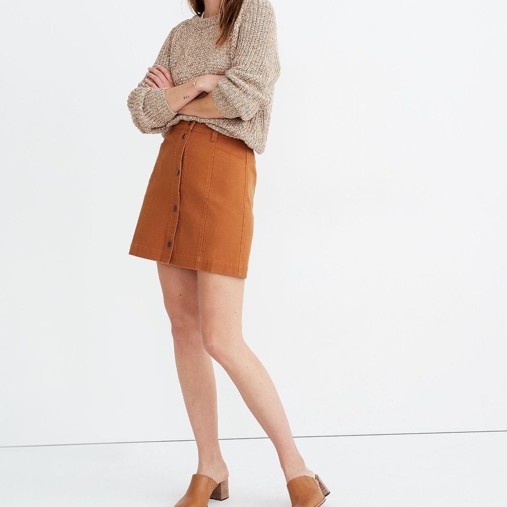 Madewell Button Front A Line Pocket Mini Skirt